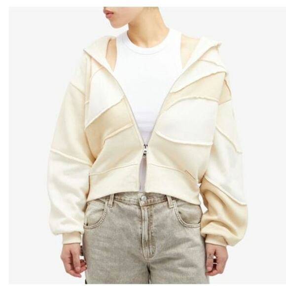 New House of Sunny Patchwork Landscape Hoodie UNISEX $149 SMALL Full Zip Jacket - Picture 2 of 10